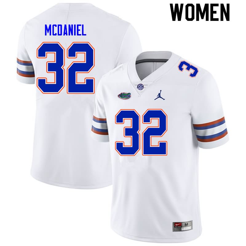 Women's NCAA Florida Gators Mordecai McDaniel #32 Stitched Authentic Nike White College Football Jersey AWX2465ES